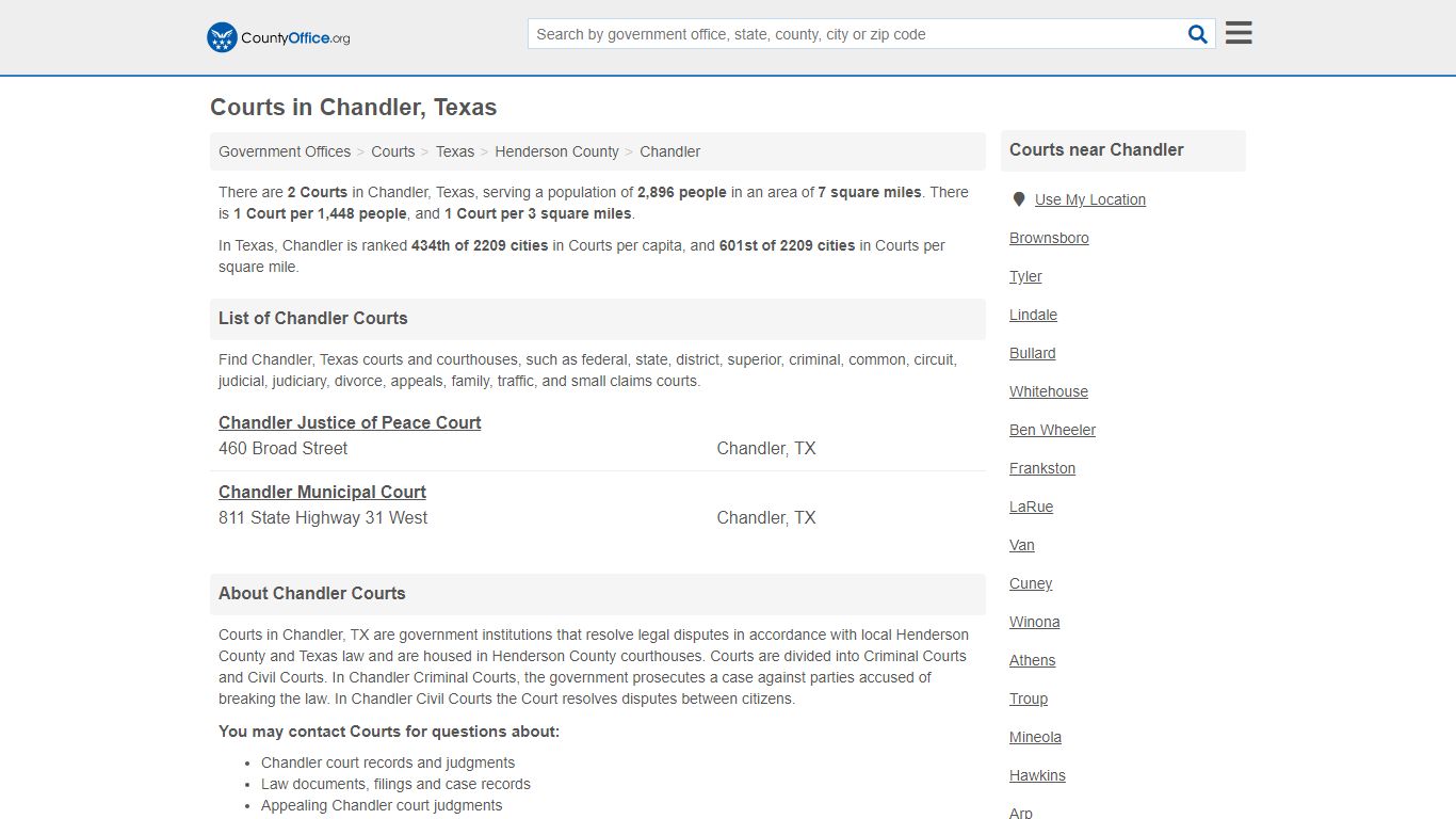 Courts - Chandler, TX (Court Records & Calendars)